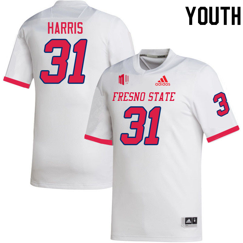 Youth #31 Kiontre Harris Fresno State Bulldogs College Football Jerseys Stitched-White